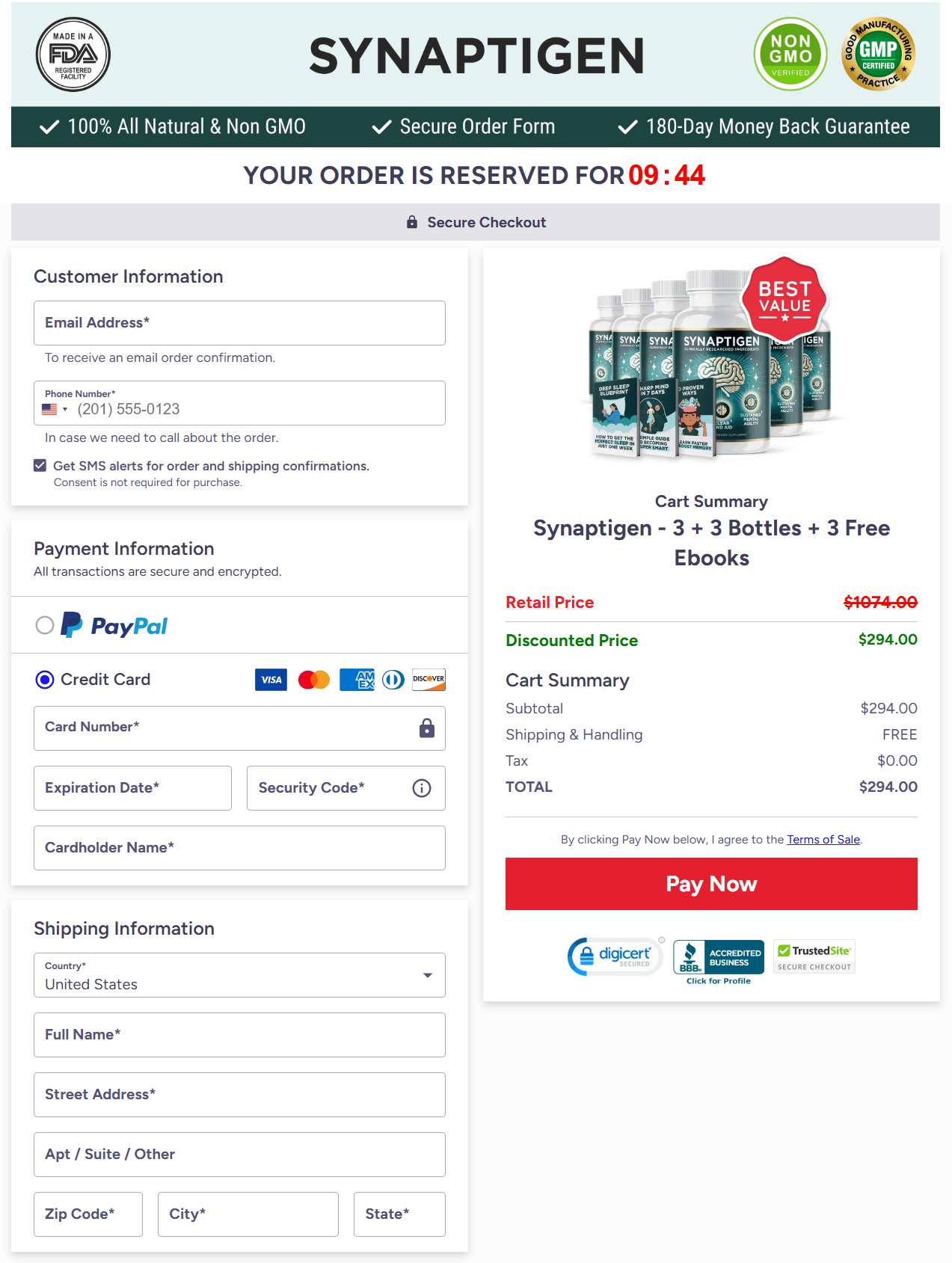 Synaptigen order page